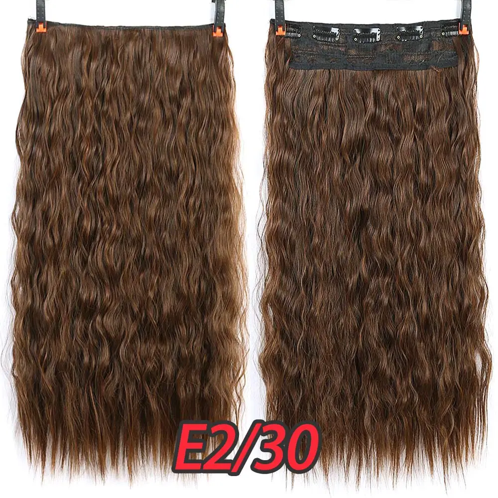 LiangMo волнистые волосы на заколках для наращивания, 24 дюйма, доступные синтетические термостойкие волокна для наращивания волос - Цвет: E-e2-30