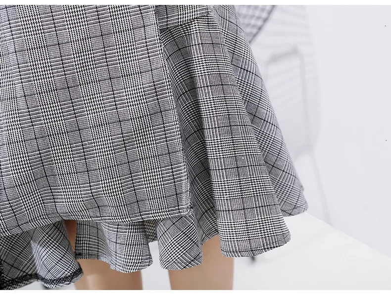 TVVOVVIN Europe Temperament Fashion Women Dress Cotton Casual Plaid Long Sleeve Ladies Dress Autumn New Women Clothing B223