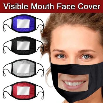 

Smile Communicator Face Cover Mask with Clear Window Visible Expression Lip Reading Facemask Washable Mascarillas Reutilizables