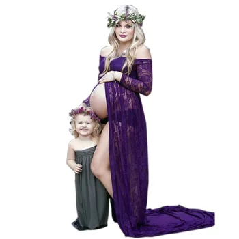 Accesorios de fotografía de maternidad maxi Vestido de maternidad de encaje Vestido de maternidad Vestido de verano Vestido de premamá de las mujeres embarazadas de tela