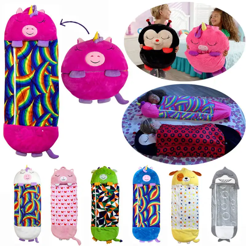 Unicornio bolsa de dormir saco de dormir almohada Animal de peluche bebé niño manta niños bolsa de dormir para Napper niños niñas regalos de cumpleaños