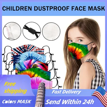

1pc Kids Tie dye Face Mask Fabric Adult Protective PM 2.5 Dust Mouth Cover Washable Reusable Mouth Adjustable Mask mascarilla