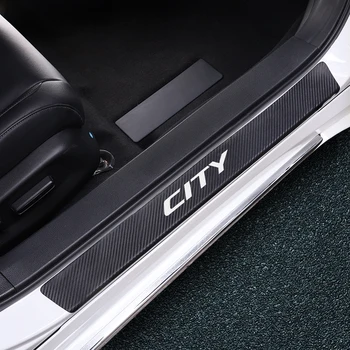 

4 Pcs Car Door Sill Stickers Anti-kick Anti-scratch Sticker Decoration Accessories For Honda Civic City Accord Fit CR-V HR-V