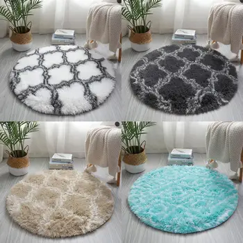 

Round carpet nordic ins living room bedroom tie-dye rug Thick soft skin-friendly non-odor child crawling mat hanging basket rug