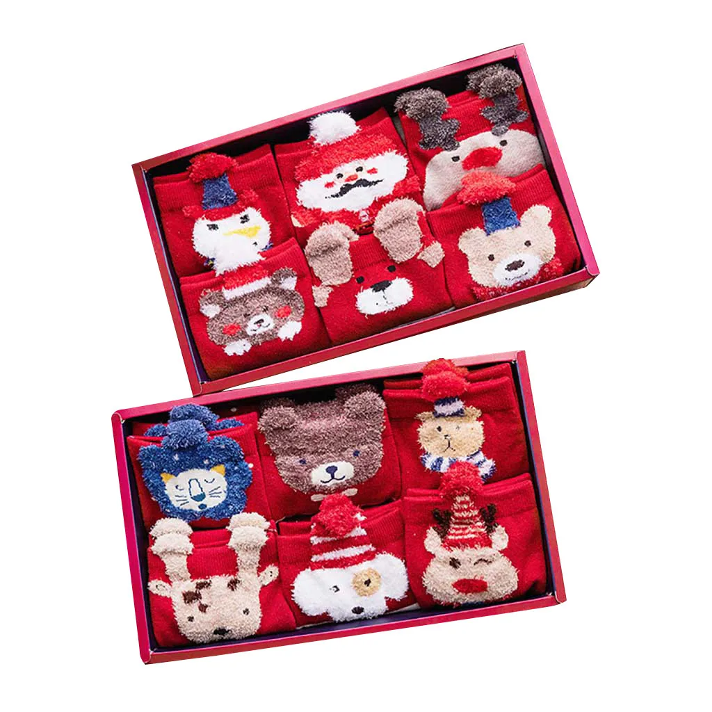 Новинка, рождественские облегающие высокие Носки, 6 пар, Носки унисекс для взрослых, хлопковые рождественские махровые толстые теплые Носки, детские Носки