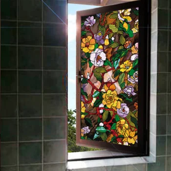 

Camelia Pattern Glass Film Static Cling Privacy Protection Opaque Thermal Insulation Multi-Size Recyclable Removable Tint-Film