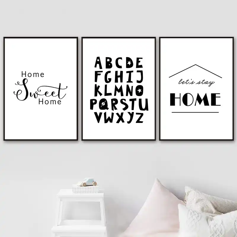 Tableau Mural Avec Lettres Anglaises Peinture Sur Toile Decor De Maison Affiches D Art Citation Douce Imprimes En Noir Et Blanc Hd2814 Aliexpress