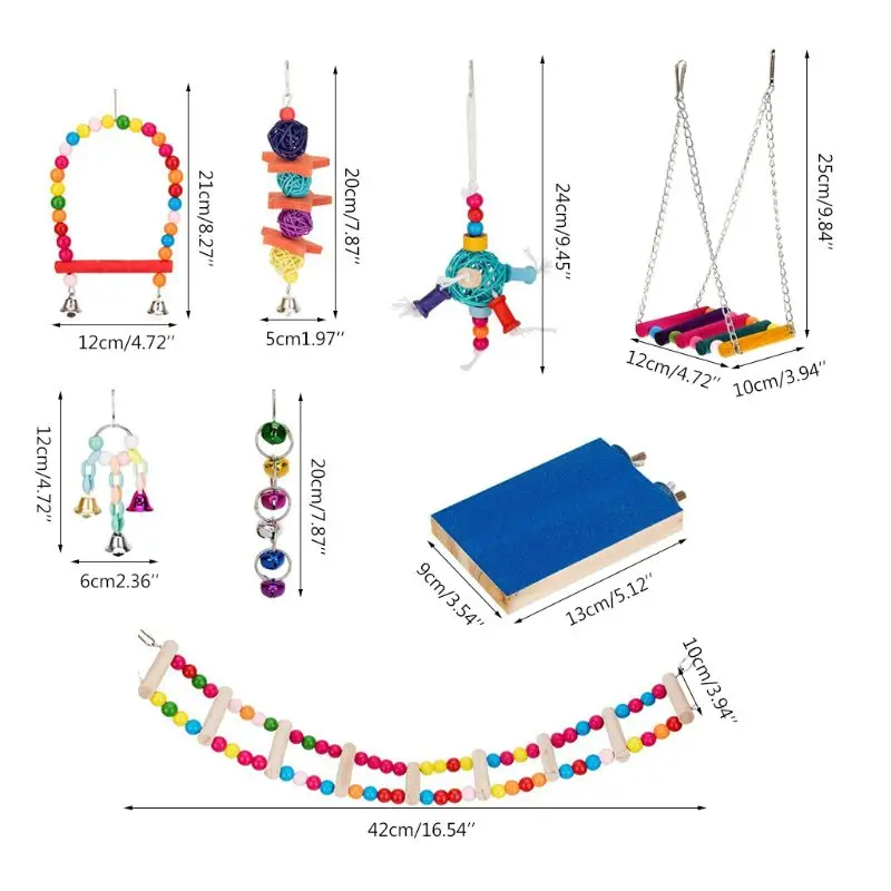 Птица Попугай Качели Подвесные Игрушки для клетки гамак колокол лестница окунь жевательные игрушки N1HA