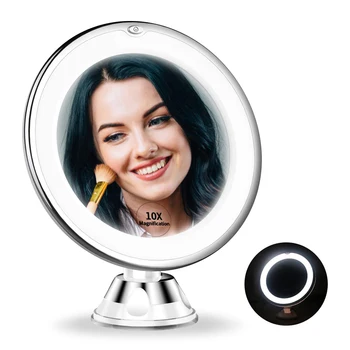 

LED Mirror Makeup Mirror with LED Light Vanity Mirror Grossissant 10X Magnifying Mirror 360 Degree Rotating Adjustable Arm