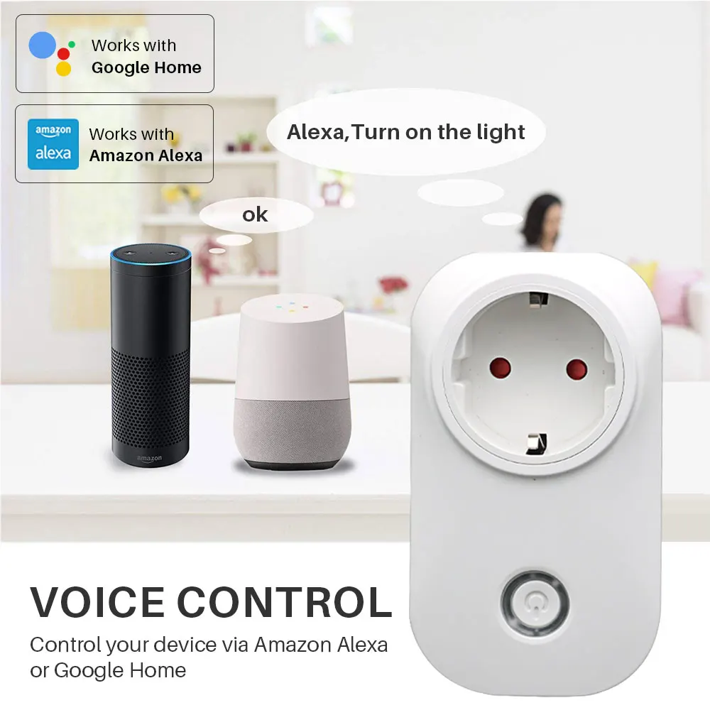 Умная розетка Wi-Fi розетка ЕС с контролем энергии переключатель времени приложение дистанционное управление работает с Amazon Alexa Google Home