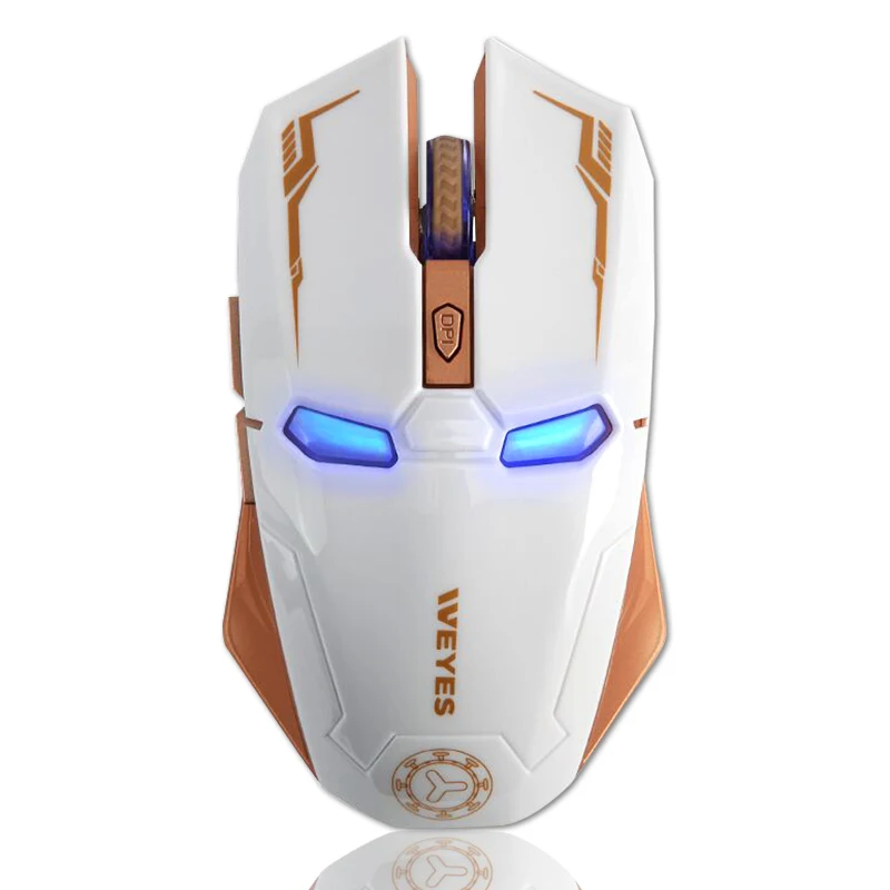 Броня Железный человек Беспроводная мышь Inalambrico USB компьютер ПК игровой Steelseries Лазерная эргономичная Бесшумная Mause Weyes - Цвет: white