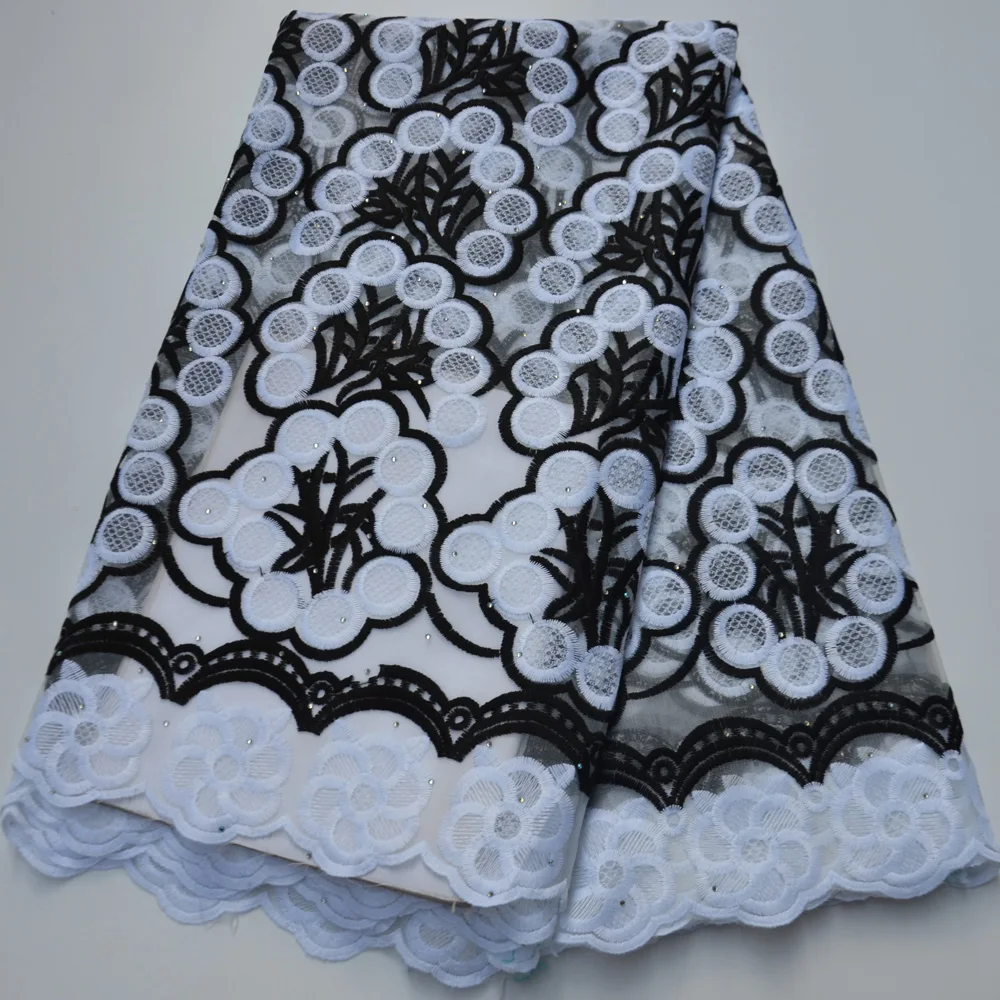 10 colors (5yards/pc) wholesales black and white African French net lace fabric with elegant embroidery for party dress PL1042 | Дом и сад
