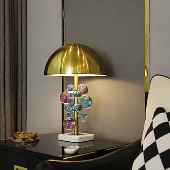 

Nordic Luxury Crystal Ball Table Lamp Home Decor Table Light Bedroom Bedside Study Hotel Living Room Hotel Iron Desk Lamp Shade