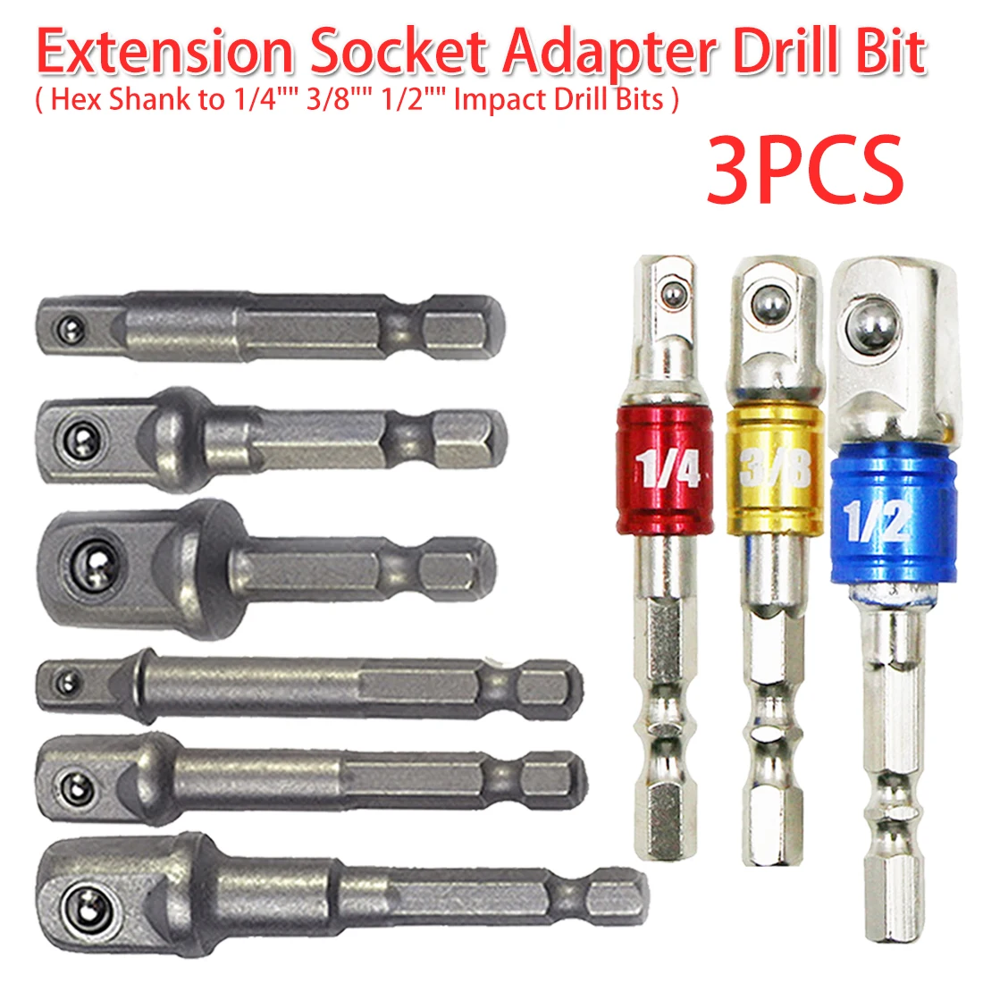 Extension Rod Impact Driver Tools Socket Adapter Drill BIts Set Hex Shank