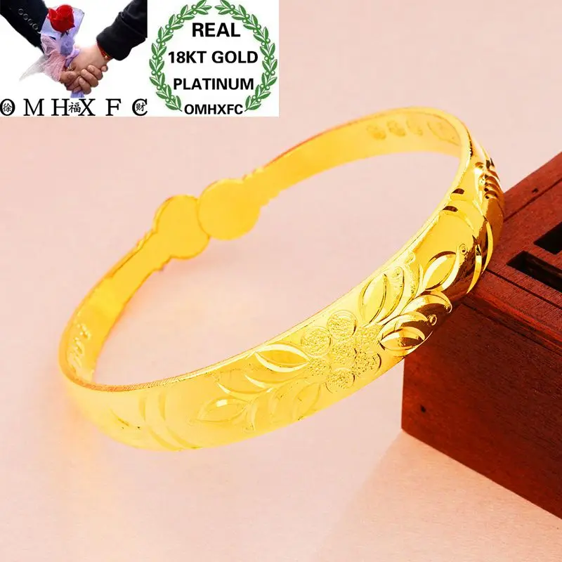 OMHXFC Wholesale European Fashion Woman Party Birthday Wedding Gift Dragon Phoenix Flowers 18KT Gold Bangles Bracelets BE30 | Украшения и
