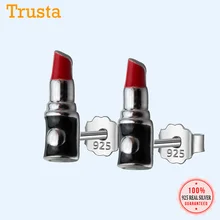 Trusta 925 пробы серебряные женские модные милые помады 8 мм X 4 мм серьги-гвоздики подарок для девочек подарок для дочери DS279