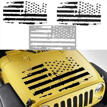 

Car Sticker Distressed American Flag Sticker Universal Hood Car Sticker Decal DIY Graphic White Stylish
