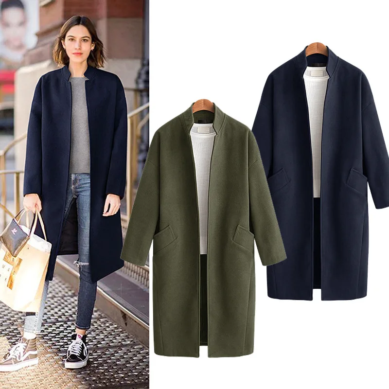 

Women Winter 2019 Coats New Autumn and Winter Solid Color Large Size Cashmere Coat Long Wool Coat Female
