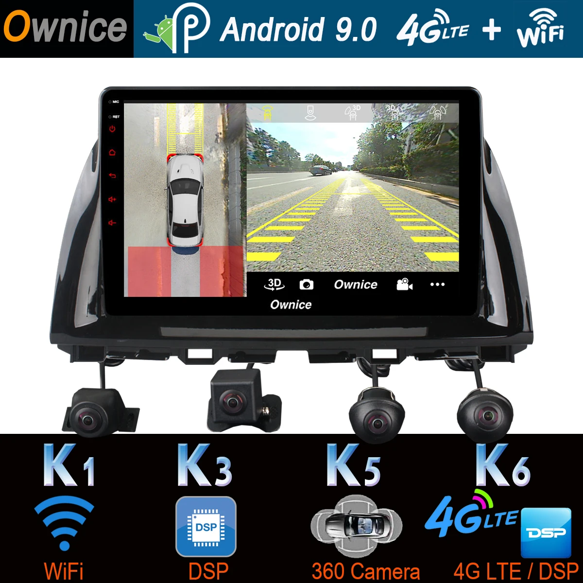 

360° Panoramic Android 9.0 4G+64G GPS Navigation Radio CarPlay SPDIF DSP Car Multimedia Player for Mazda CX-5 CX5 CX 5 2012-2016