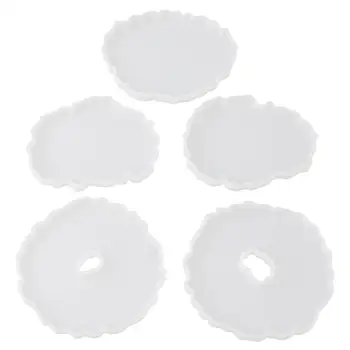 

5Pcs Crystal Epoxy Resin Mold Irregular Round Coasters Casting Silicone Mould DIY Crafts Ornaments Making Tools
