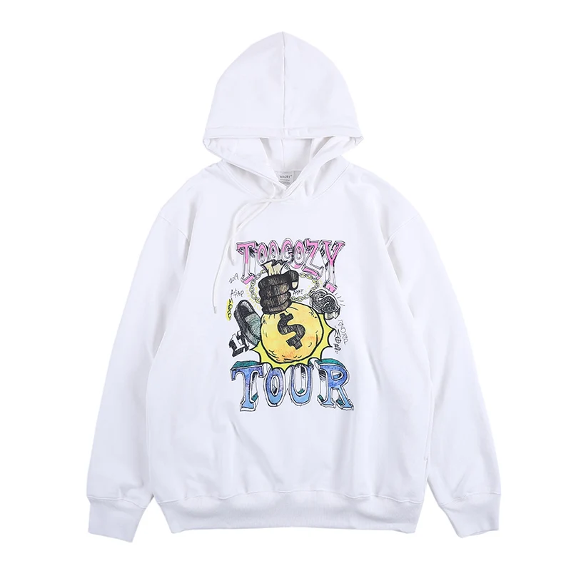 Harajuku Трэвиса Скотта улыбка пламя Xxxtentacion толстовка мужская странные вещи Sudadera Hombre толстовки с капюшоном с изображением Джокера большие толстовки - Цвет: Белый