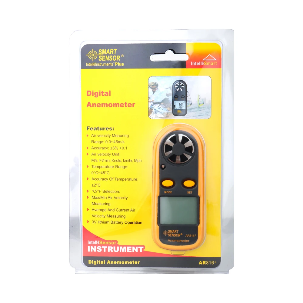 Portable Wind Speed Gauge Anemometer Thermometer Wind Speed Meter Tester Measuring Instruments Detector AR816+