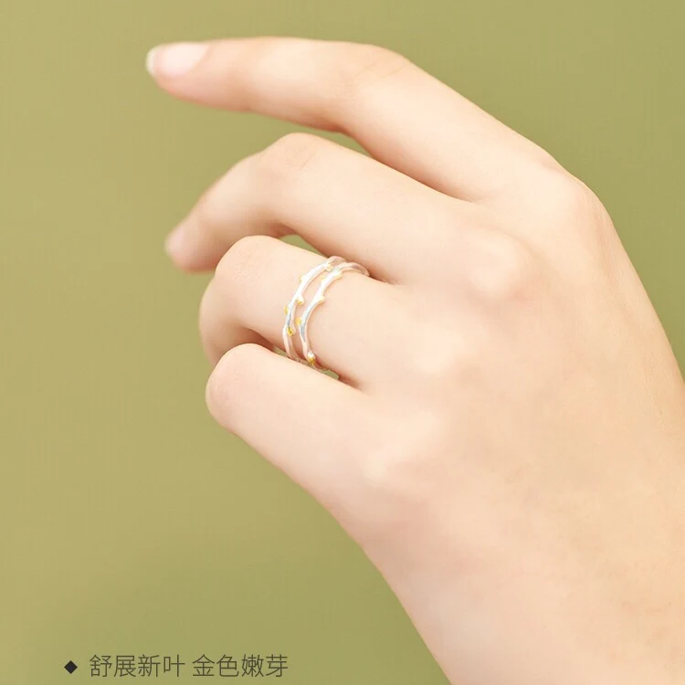 Богемный в этническом стиле 925 стерлингового серебра слой листьев кольца для женщин Свадебные винтажные открытые, кольца на палец рождественские подарки