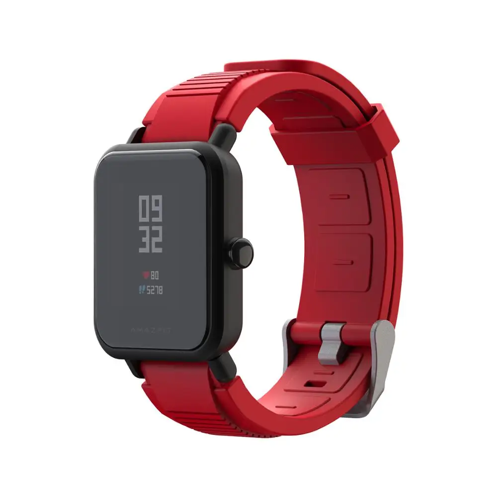 SIKAI ремешок для часов& чехол для Xiaomi Huami Amazfit Bip Youth умные часы в силиконовом корпусе ремешок для смарт-браслета Amazfit Bip часы для ПК чехол для часы Huami - Цвет: Red Strap