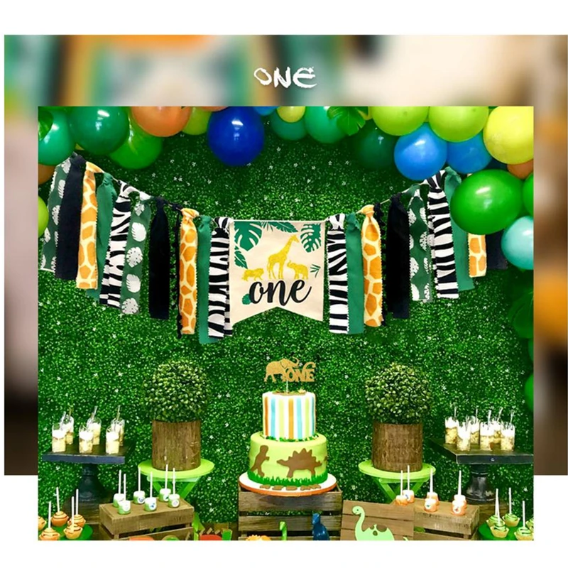 Дети первый день рождения холст баннер ребенка Джунгли животных тематические