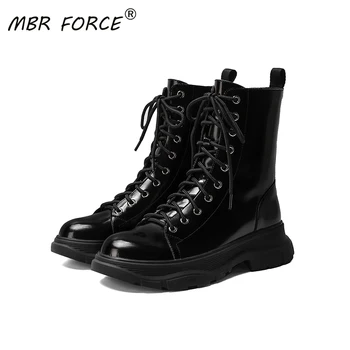 

MBR FORCE simplecasual and comfortable round head cross strap waterproof high quality leather non-slip rubber sole ankle boots