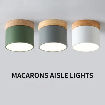

LED Downlight Surface Mounted Ceiling Lamp 7W 220V Nordic wood Macaron Dimmable Spot Lamp for Indoor Foyer Living Room