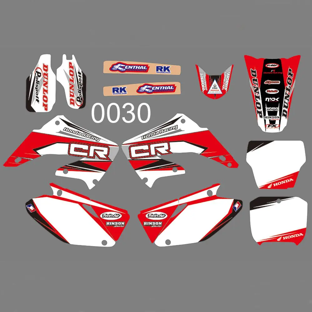 Для HONDA CR125 CR250 2002-2012 полная графика наклейки комплект пользовательских цифр имя глянцевые наклейки водонепроницаемый