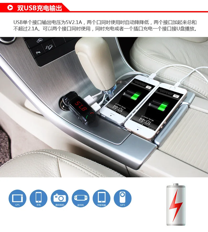 Автомобильный MP3-плеер Bluetooth Hands-Free fm-передатчик двойной USB Автомобильное зарядное устройство прямая с фабрики