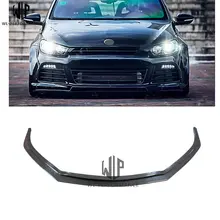 Scirocco R разветвитель из углеродного волокна для переднего бампера, спойлер для кузова автомобиля, комплект для Volkswagen Scirocco R 09-15, для стайлинга автомобилей