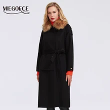 MIEGOFCE осенне-зимнее пальто для женщин; кашемировая куртка Офисное женское длинное шерстяное пальто с воротником под горло кашемировая куртка с карманами, однотонные женские пальто