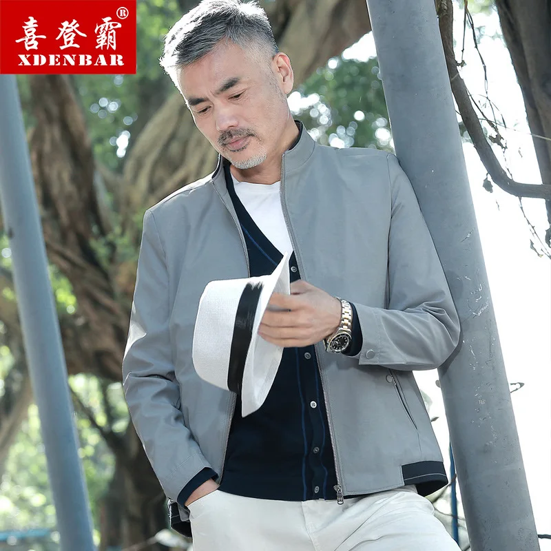 

2019 New Style Spring Middle-aged Men's Dad Coat 40-50-Year-Old Loose-Fit Stand Collar Jacket Middle Aged And Elderly People Spr
