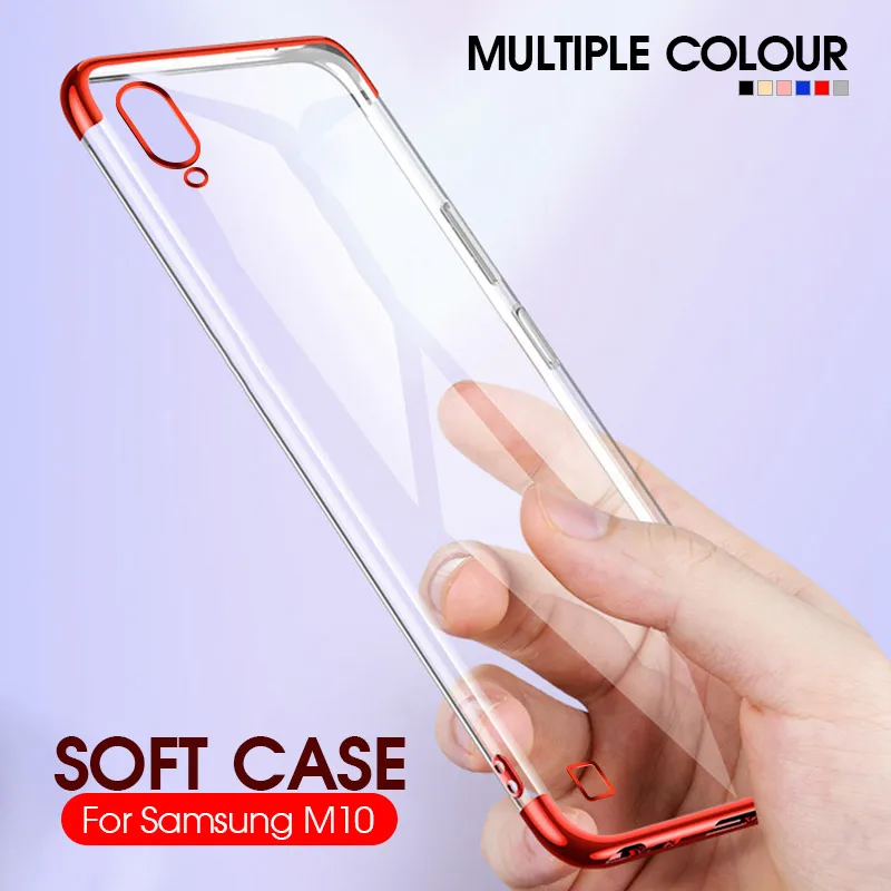 For Samsung Galaxy A50 A505F Clear Case Luxury Transparent Bumper soft TPU Silicone Plating Cover for A10 A30 Coque |