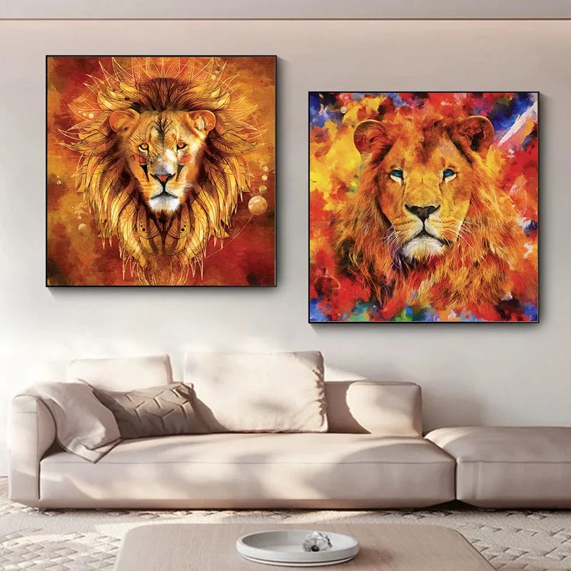

Modern Animal Art Lions Canvas Painting on The Wall Art Posters Prints Wall Pictures for Living Room Home Wall Cuadros Decor