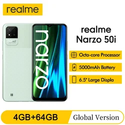 realme Narzo 50i Global Version Smartphone 6.5 inch Large Display Screen 4G/64GB 5000mAh Massive Battery 8MP Camera Mobile Phone
