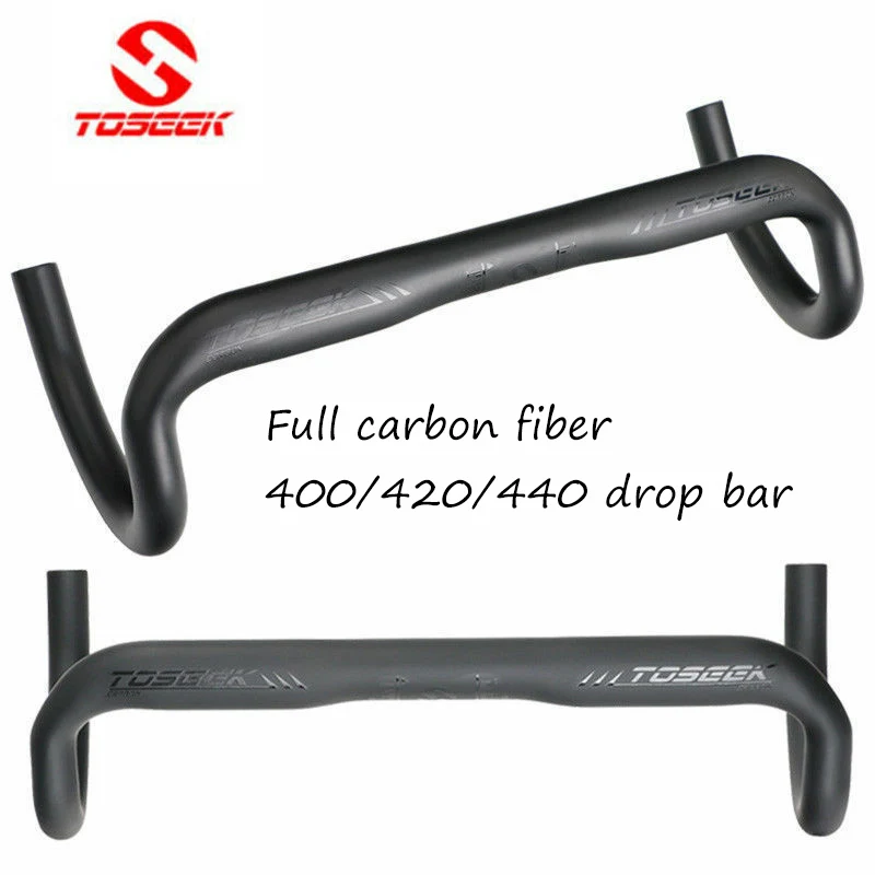 

TOSEEK 31.8mm Carbon Handlebar Road Bike Handlebar Extender Racing Bicycle Carbon Fiber Drop Handle Bar Rennlenker 400/420/440mm