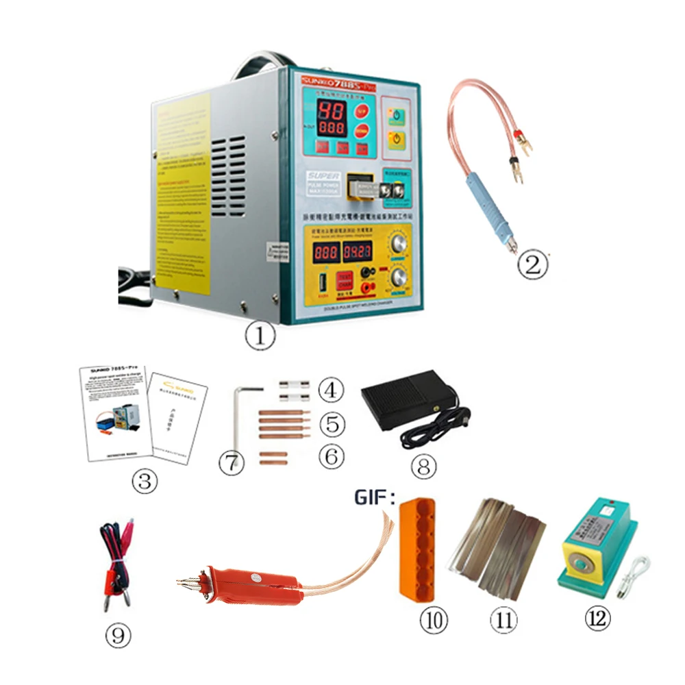 Lithium battery assembly test station SUNNKKO 788S-PRO with 70B 71A welding pen Lithium battery spot welding circuit board