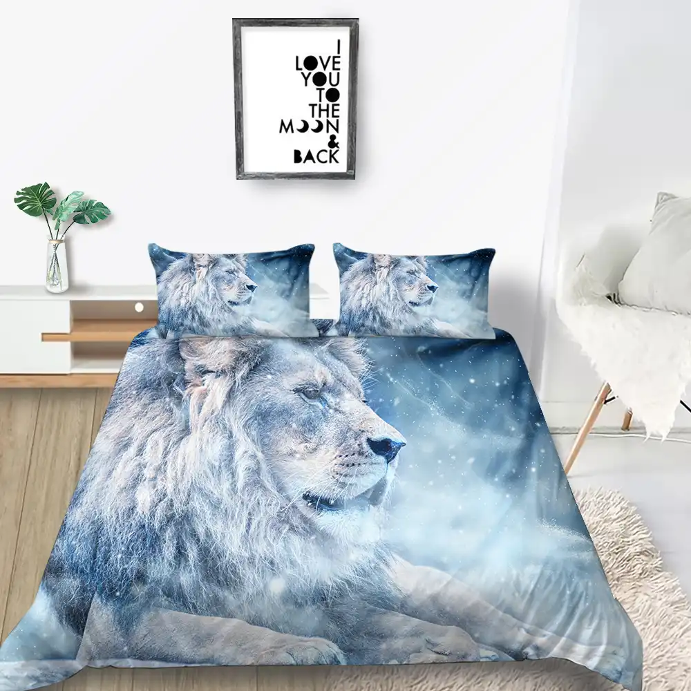 King Size Bedding Set Lion Head Fashionable 3d Watercolour Duvet