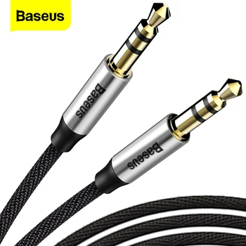 Baseus 3.5mm Jack Audio Cable Jack 3.5 mm Male to Male Audio Aux Cable For Samsung S10 Car Headphone Speaker Wire Line Aux Cord high quality 1m car audio jack plug male to male aux cable 3 5 mm audio male to male cables for headphone mp3