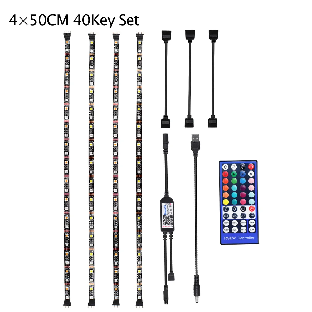 4 X 50CM SET 5 В USB RGBW RGBWW Светодиодная лента с 40-клавишным ИК-контроллером 2 м 3 м 4 м Bluetooth Светодиодная лента светильник для ТВ ПК фоновый светильник - Испускаемый цвет: 4 X 50CM SET