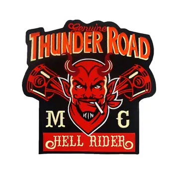 

THUNDER ROAD LARGE Patch Embroidered Applique Sewing Label punk biker Patches Clothes Stickers Apparel Accessories Badge