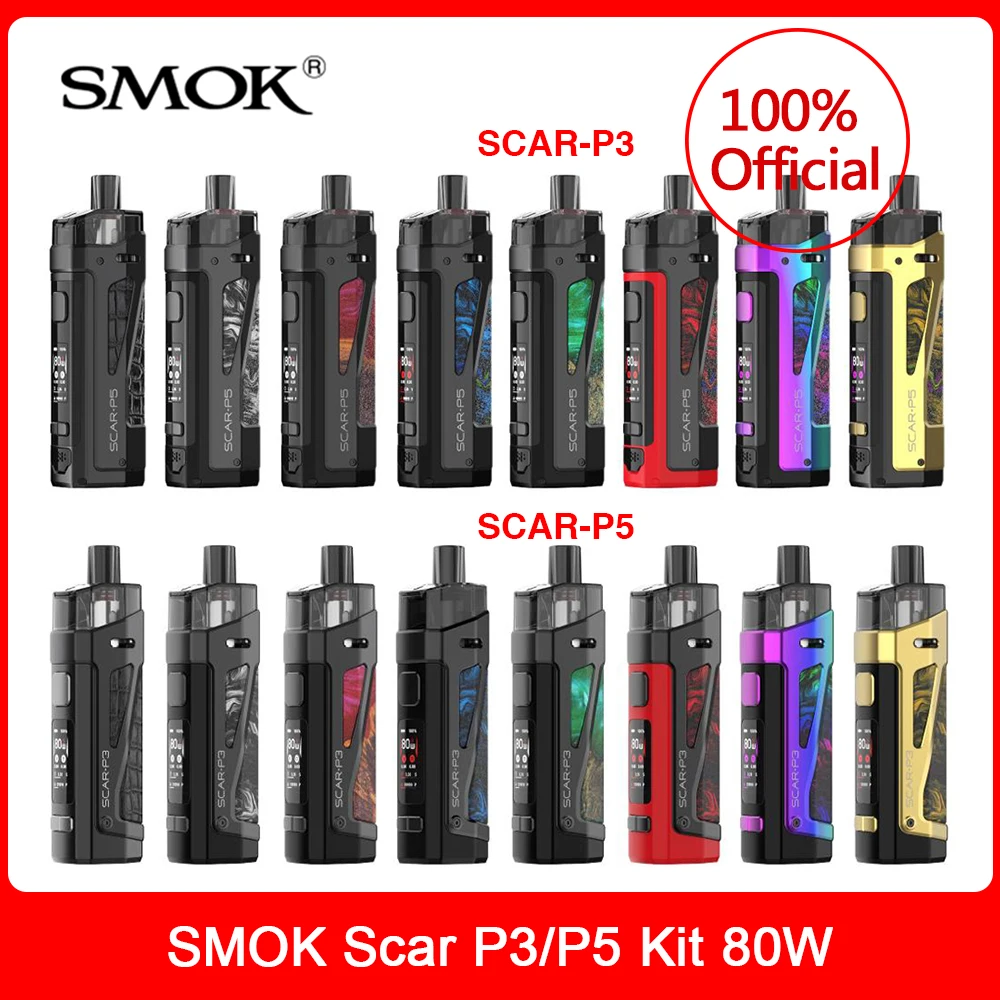 Оригинальный SMOK Scar P3 Pod Mod Kit 80 Вт 2000 мАч аккумулятор 5 мл RPM2 сетка катушка