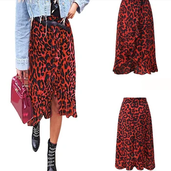 

Skirt Women Summer Leopard Print Vintage Long Women's Casual High Waist Pleated Skirt Fashion New 2020