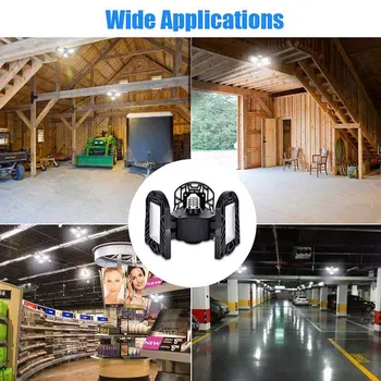 

LED Garage Lamp 80W Deformable Garage Ceiling Lamp 6000LM E26 Basement Lamp With 3 Adjustable Panel LED Bulbs For Studio Barn NE
