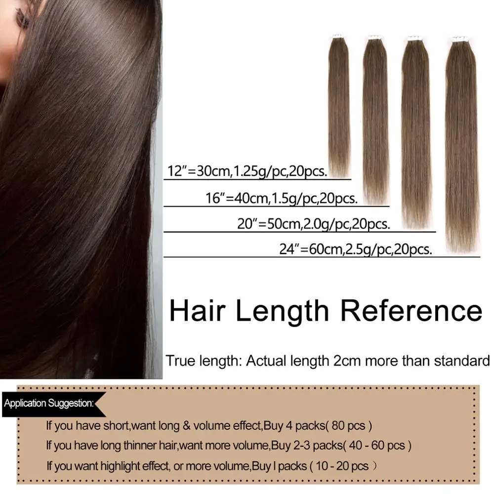 Neitsi мини лента для наращивания человеческих волос 12 &quot16" 20 &quotNon Remy