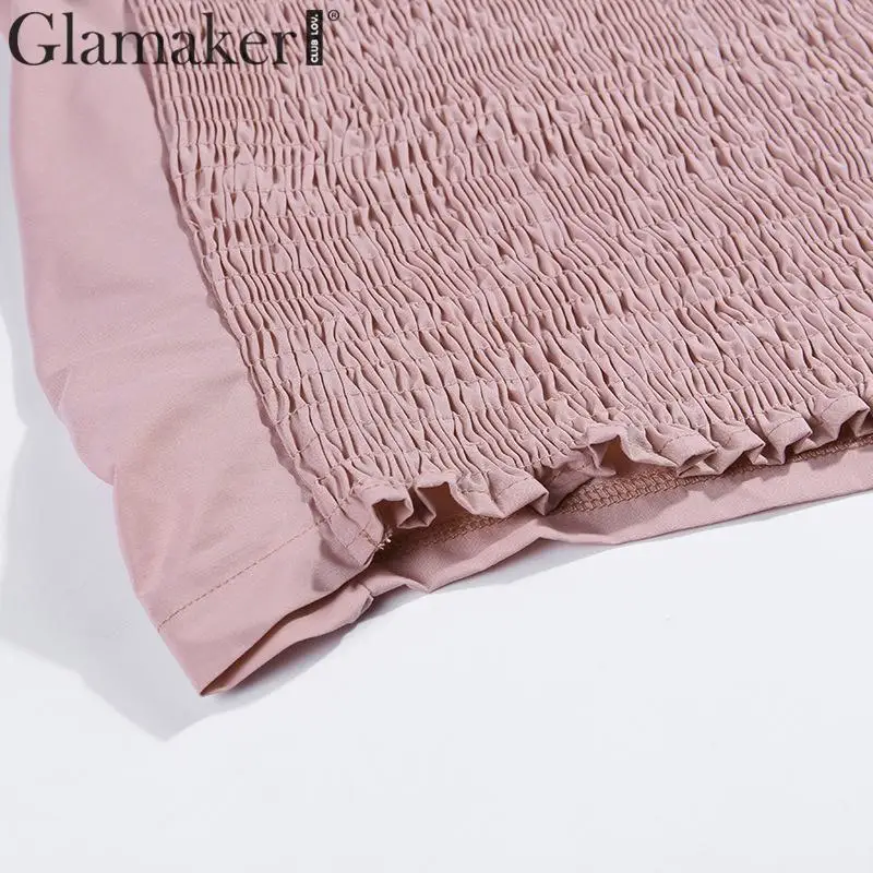 Glamaker винтажное розовое Тканое облегающее мини-платье с открытыми плечами и v-образным вырезом, плиссированное кружевное сексуальное платье, осенне-зимнее элегантное вечернее платье